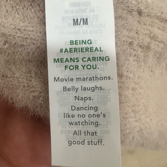 Aerie Cozy Ribbed Sweater Beige Taupe Size M Soft Plush Knit - Picture 3 of 3